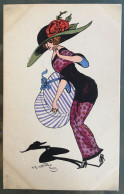 Naillod - Femme Au Chapeau à Plume, Avec La Boîte à Chapeau. Ombre Au Sol - Naillod