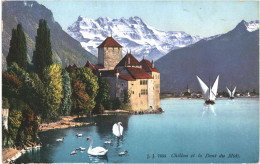 CPA Carte Postale Suisse Veytaux  Château De Chillon  Dent Du Midi 1918 VM65564 - Veytaux