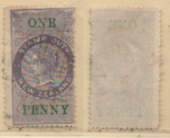 Neuseeland Stempelmarke Victoria One Penny Gestempelt New Zealand Stamp Duty Used - Fiscali-postali