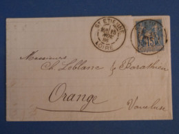 BQ 7 FRANCE   BELLE  LETTRE 1886 ST ETIENNE A ORANGE     +SAGE 15C +AFF. PLAISANT+ + - Sonstige & Ohne Zuordnung