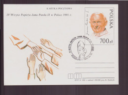Pologne, Carte Avec Cachet " Visite Du Pape Jean-Paul II " Du 1 Juin 1991 à Koszalin - Máquinas Franqueo (EMA)