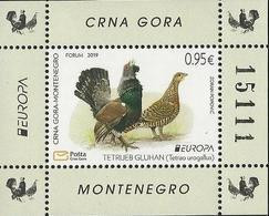 MONTENEGRO / CRNA GORA  - EUROPA 2019 -NATIONAL BIRDS.-"AVES -BIRDS -VÖGEL-OISEAUX"- HOJITA BLOQUE / BLOCK - 2019