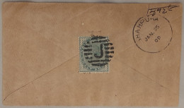 BRITISH INDIA QV UPRATED 1/2a Anna STAMPS MIAX FRANKING "JAIPUR STATE" COVER, NICE CANCEL ON FRONT & BACK As Per Scan - Jaipur