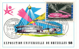 BELGIQUE  = BRUXELLES 1958 = CARTE MAXIMUM + N° 1052 / PAVILLON TELEXPO + CACHET TELEXPO - 1958 – Bruxelles (Belgique)