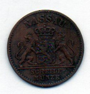 GERMAN STATES - NASSAU, 1 Pfennig, Copper, Year 1862, KM # C52 - Kleine Munten & Andere Onderverdelingen