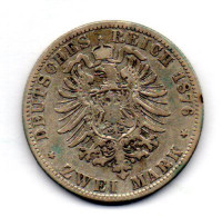 GERMAN STATES - PRUSSIA, 2 Mark, Silver, Year 1876-A, KM # 506 - 2, 3 & 5 Mark Zilver