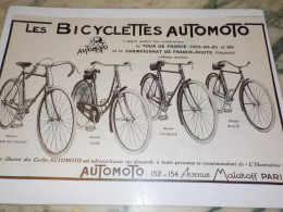 ANCIENNE PUBLICITE TOUR DE FRANCE BICYCLETTE AUTOMOTO 1927 - Moto