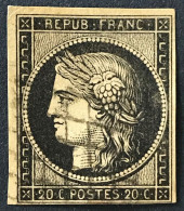 N°3 - 20 C. Noir / Jaune - 1849-1850 Cérès - Oblitéré Grille - TB - 1849-1850 Ceres