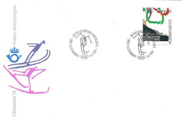 Norway Norge 1994 Cover Olympics Lillehammer .skiing  Arena  Cancelled  Lillehammer 16.2.94   With Skier - Lettres & Documents