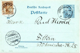 64890 - Deutsches Reich - 1902 - 2Pfg Germania Reichspost GAKte M ZusFrankatur JONSDORF -> ZITTAU - Lettres & Documents