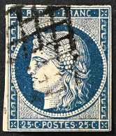 N°4 - 25 C. Bleu - 1849-1850 Cérès - Oblitéré Grille - Pas D'aminci - TB - 1849-1850 Ceres