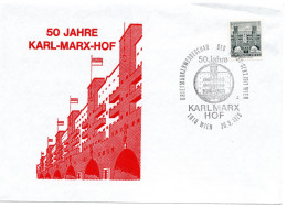 64892 - Oesterreich - 1978 - 50g Rollenmarke EF A SoUmschlag SoStpl WIEN - 50 JAHRE KARL MARX HOF - Briefe U. Dokumente