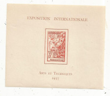 Exposition Internationale , ARTS ET TECHNIQUES 1937 , MADAGASCAR ,3 F - Storia Postale