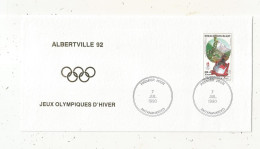 Fdc,1er Jour  ,Madagascar , Madagasikara , Jeux Olympiques D'hiver,ALBERTVILLE 92, Antananarivo 1990,  Frais Fr 1.85 E - Madagascar (1960-...)