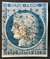 N°4 - 25 C. Bleu - 1849-1850 Cérès - Obl. PC 3383 (Toulouse, Haute-Garonne) - Pas D'aminci - TB - 1849-1850 Ceres