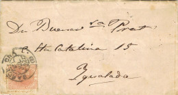 49566. Carta Entera BARCELONA 1882, Fechador Trebol, Alfonso XII, Circulada A Igualada - Cartas & Documentos