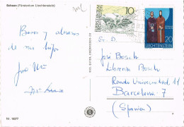 49568. Postal SCHAAN (Liechtenstein) 1973 Tp Barcelona, Spain. Vistas De Liechtenstein - Storia Postale