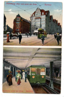 Allemagne --HAMBURG--1913--Barkhof--Ober Und Unter Der Erde--Hochbahn --2 Vues  (animée ) Tramway,métro .....cachet - Altri & Non Classificati