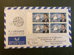 LETTRE Par Avion Pour ALLEMAGNE TP JO VOILE 2,50 BLOC DE 4 OBL.11 IV 61 ATHINAI - Briefe U. Dokumente