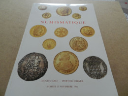 Numismatique  Monte  -carlo   Sporting  D Hiver   Samedi  15  Novembre  1986 - Livres & Logiciels