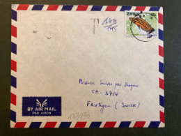 LETTRE Par Avion Pour La SUISSE TP POISSON JULIDOCHROMIS ORNATUS 48K OBL.14 2 79 MODA A + T De TAXE - Storia Postale