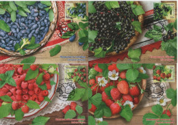 Russia 2020 Maximum Cards Card X4, Flora Of Russia, Berries Berry - FDC