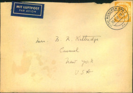 1953, 70 Pf. Posthorn Auf Luftpostbrief Ab MÜNCHEN Nach USA - Covers & Documents