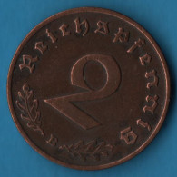 DEUTSCHES REICH 2 REICHSPFENNIG 1938 B KM# 90 Svastika - 2 Reichspfennig