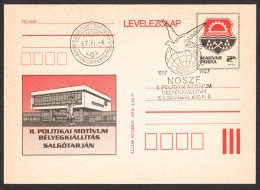 MINE Mining PHILATELIC Exhibition SALGÓTARJÁN Coat Of Arms Mining Miner Symbol STATIONERY POSTCARD 1987 HUNGARY Pigeon - Esposizioni Filateliche