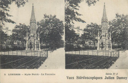 Stereographic View Stereo Postcard Julien Damoy LONDON Hyde Park La Fontaine - Hyde Park