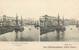 Stereographic View Stereo Postcard Julien Damoy LONDON River Thames Customs And Pier - River Thames
