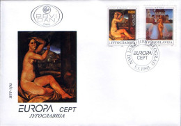 Yugoslavia 1993 Europa CEPT Art Paintings Nude Milo Milunovic Milena Pavlovic Barili, FDC - Lettres & Documents