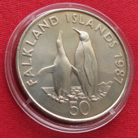 Falkland Islands 50 Pence 1987 Penguins W ºº - Falklandinseln