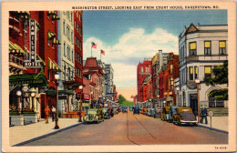 Maryland Hagerstown Washington Street Looking East From Court House Curteich - Hagerstown