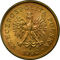 Monnaie, Pologne, 5 Groszy, 1992, Warsaw, SUP, Laiton, KM:278 - Pologne