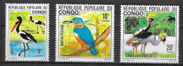 Congo 1976 MiNr. 544 - 546 Kongo-Brazzaville Birds Kingfisher Stork Crane 3v MNH** 7.00 € - Neufs