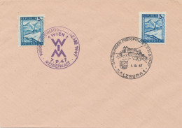 ÖSTERREICH SONDERSTEMPEL 1947 „SALZBURGER FESTSPIELE 27.7-31.8.1947 1.8.47 – SALZBURG 1“ + „WIENER INTERNATIONALE MESSE - Storia Postale