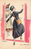 Jugendstil * CPA Illustrateur Art Nouveau * Les Petites Mobilisées Série 21 N°777 * Au Métro * Métropolitain Paris WW1 - 1900-1949