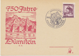 ÖSTERREICH SONDERSTEMPEL 1947 „DÜRNSTEIN 28.9.47 750 JAHRE DÜRNSTEIN“ In Seltene Stempelfarbe Schwarz (normal = Violett) - Brieven En Documenten