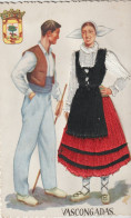 Cpsm 9x14 . Folklore ESPAGNE . BRODEE . (Couple En Costume ) VASCONGADAS - Embroidered
