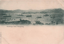 CHINE - Greetings From Hongkong - Bateaux - Carte Postale Ancienne - Chine (Hong Kong)