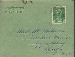 1965. INDIA. 10 Np INLAND LETTER To Swedish Mission In Saugor Cancelled 15-12-65. Interesting Reading. - JF531104 - Autres & Non Classés