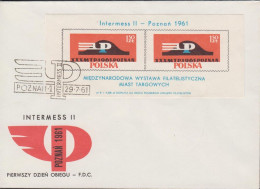 1961. POLSKA. Beautiful Block With Intermess II - Poznan 1961 On FDC Cancelled 29-7-61.  (Michel BLOCK 25) - JF438607 - Covers & Documents