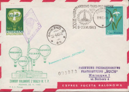 1963. POLSKA. Interesting Balloon Cover With 2,50 Zl Flower And Vignette PRZESYLKA BALONOWA ... (Michel 1335) - JF438630 - Storia Postale