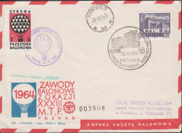 1964. POLSKA. Interesting Balloon Cover With 2,50 Zl KATOWICE And Vignette PRZESYLKA BALONOW... (Michel 1215) - JF438633 - Cartas & Documentos