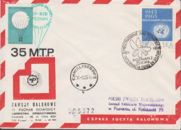 1966. POLSKA. Interesting Balloon Cover With 2,50 Zl UNITED NATIONS And Vignette PRZESYLKA B... (Michel 1631) - JF438639 - Lettres & Documents