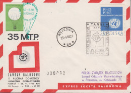 1966. POLSKA. Interesting Balloon Cover With 2,50 Zl UNITED NATIONS And Vignette PRZESYLKA B... (Michel 1631) - JF438641 - Brieven En Documenten