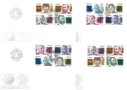 Norway 2001 Nobel Prize For Peace, Alfred Nobel,  Mi 1401-1408 In Pairs 2x FDCs - Brieven En Documenten