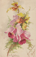 Illust. C. KLEIN . Gaufrée. Bouquet D' Orchidées Roses Et Jaunes - Klein, Catharina