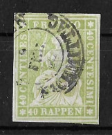 1854-1862 Helvetia (ungezähnt)  Entwertung Zweikreis Rundstempel     ►SBK-26B2.II/III / Weissrandiger Schnitt◄ - Gebraucht